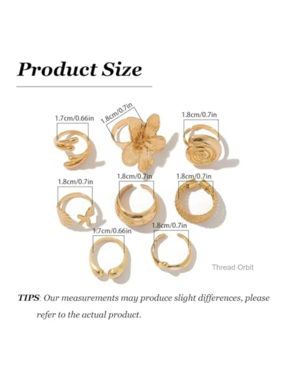 Gold Stacking Rings Set Chunky Floral Starfish Seashell Ring Women Gift